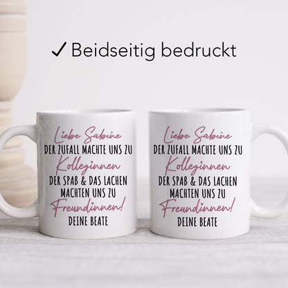 Der Zufall machte uns zu Kolleginnen Tasse Personalisiert Name Arbeitskollegin Abschied Freundinnen Geschenk