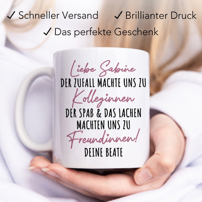 Der Zufall machte uns zu Kolleginnen Tasse Personalisiert Name Arbeitskollegin Abschied Freundinnen Geschenk