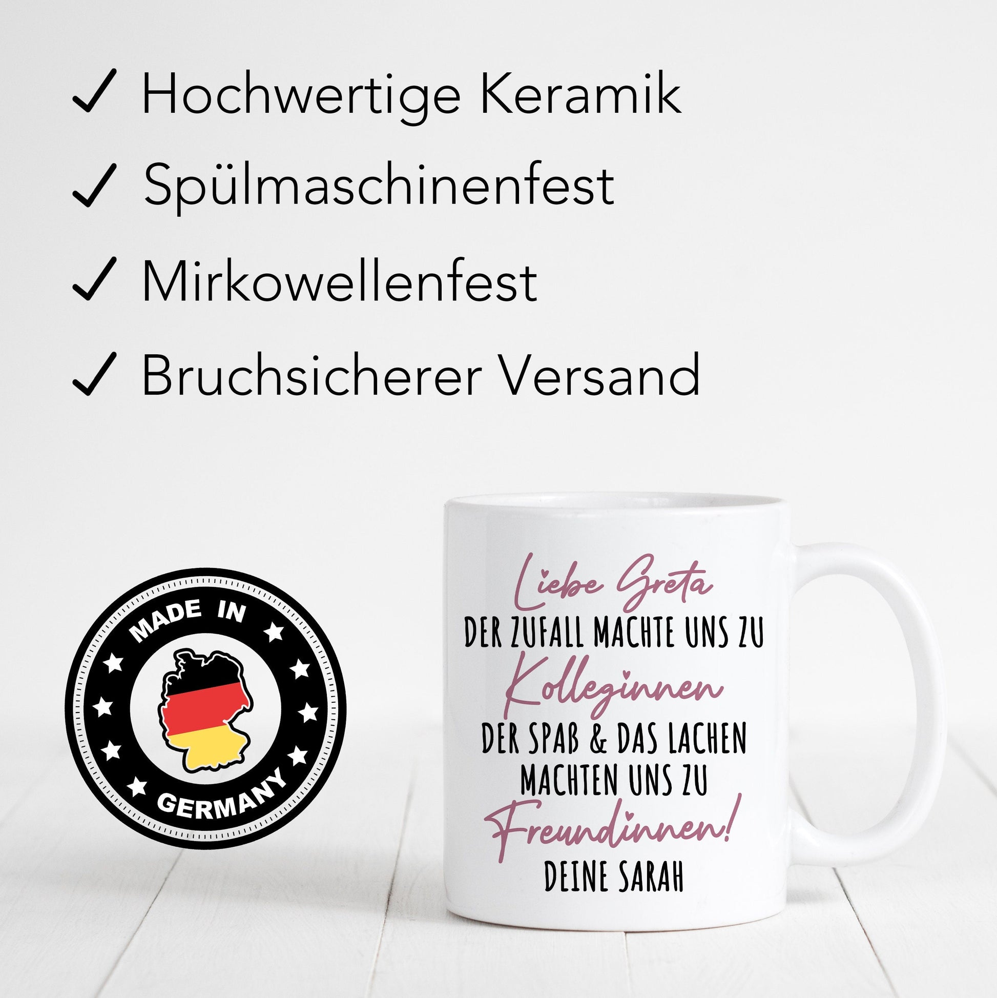 Der Zufall machte uns zu Kolleginnen Tasse Personalisiert Name Arbeitskollegin Abschied Freundinnen Geschenk