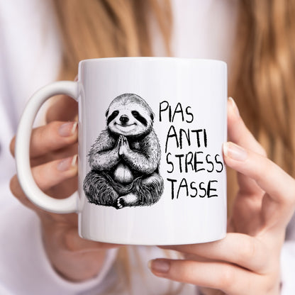 Anti Stress Tasse personalisiert mit Namen und Faultier Lustige Tasse Geschenk Kaffeetasse Arbeit Büro