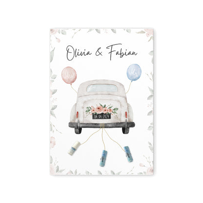 Hochzeitsgeschenk Geld Personalisiert Geldgeschenk Hochzeit Bild mit Auto für Brautpaar mit oder ohne Rahmen