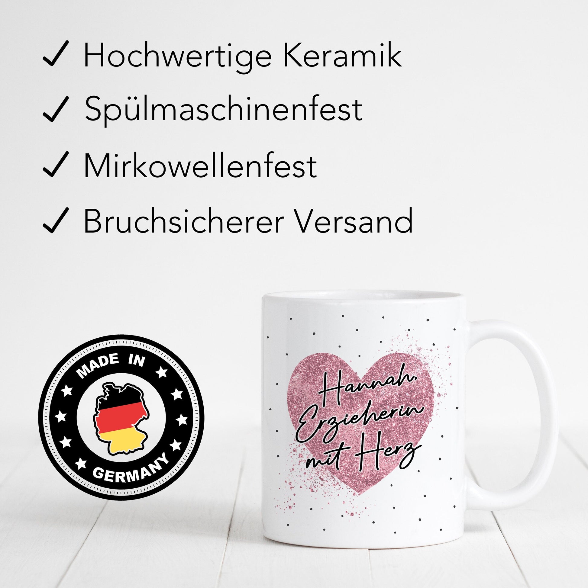 Erzieherin mit Herz Tasse personalisiertes Geschenk zum Abschied für Kindergärtnerin Dankeschön Geschenk Kita