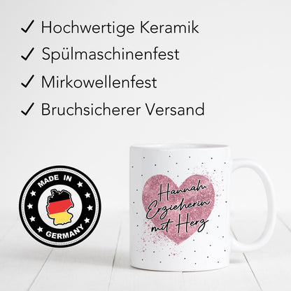 Erzieherin mit Herz Tasse personalisiertes Geschenk zum Abschied für Kindergärtnerin Dankeschön Geschenk Kita
