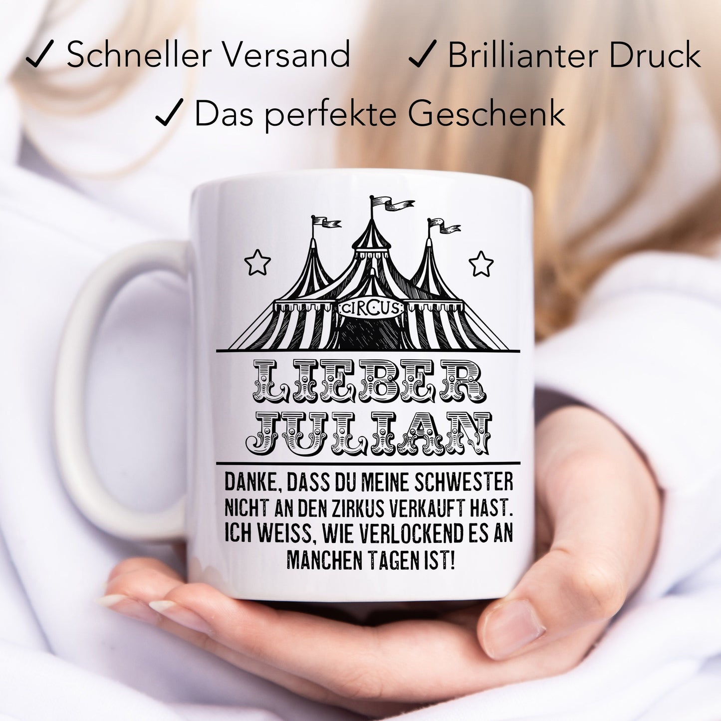 Schwager Geschenk personalisierte Tasse mit lustigem Spruch Zirkus