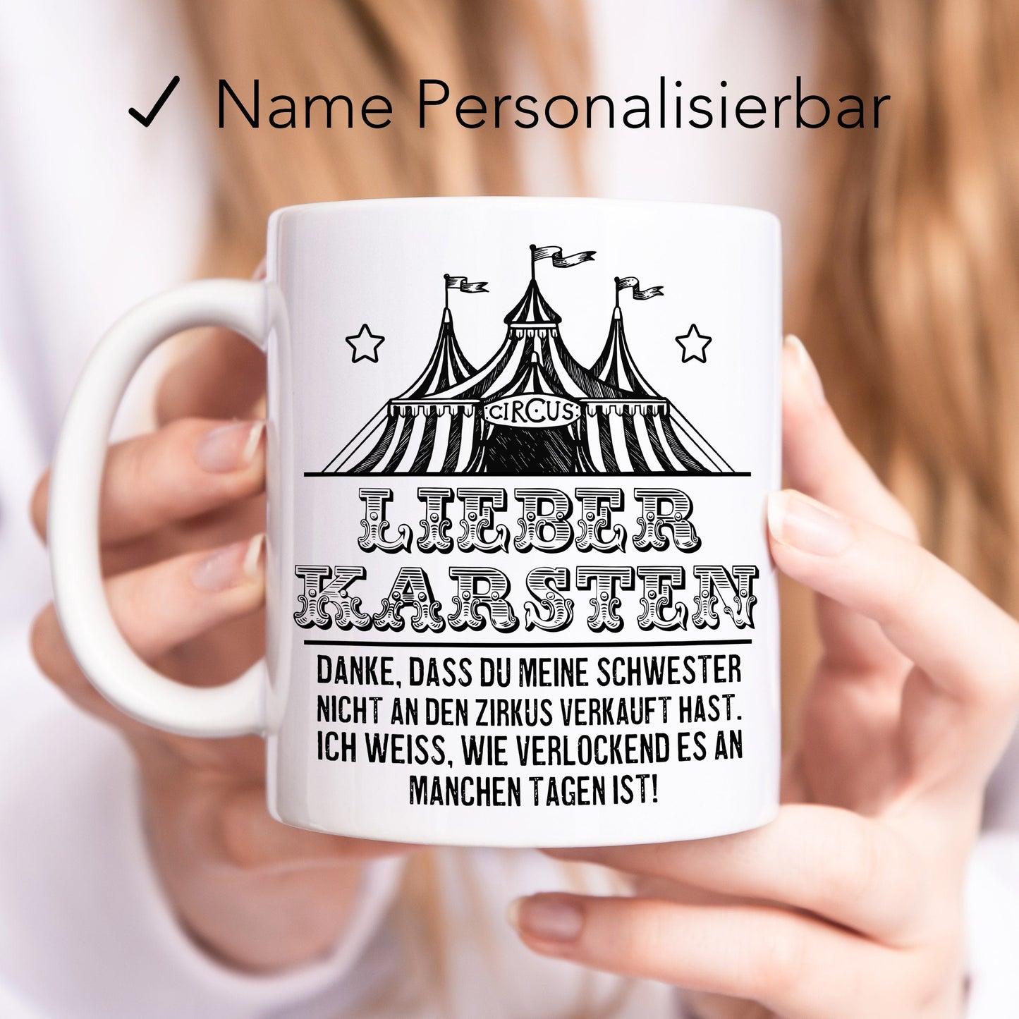 Schwager Geschenk personalisierte Tasse mit lustigem Spruch Zirkus