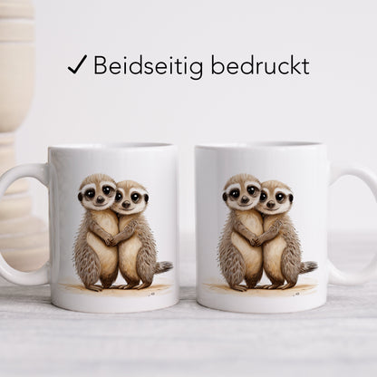Erdmännchen Tasse süßes Geschenk Keramiktasse Freundinnen Geschenk Familie Kaffeetasse