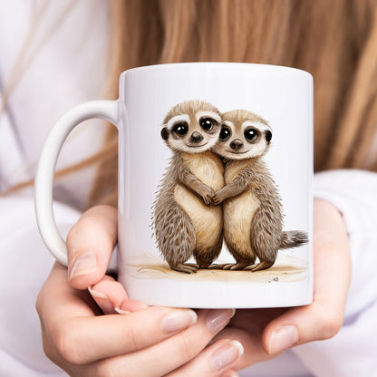 Erdmännchen Tasse süßes Geschenk Keramiktasse Freundinnen Geschenk Familie Kaffeetasse