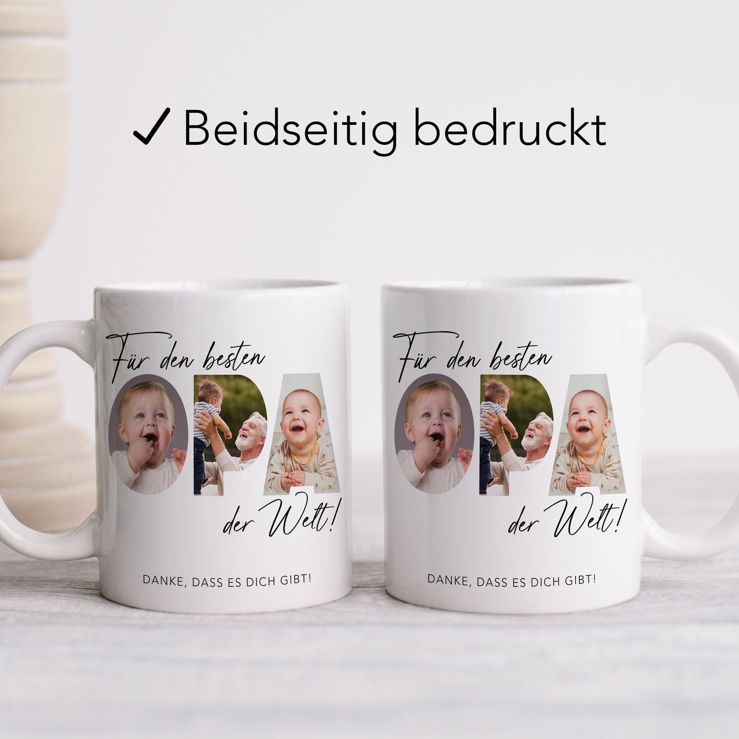 Opa Geschenk Geburtstag Tasse personalisierte Fototasse mit Fotos der Enkelkinder Bester Opa der Welt Großvater