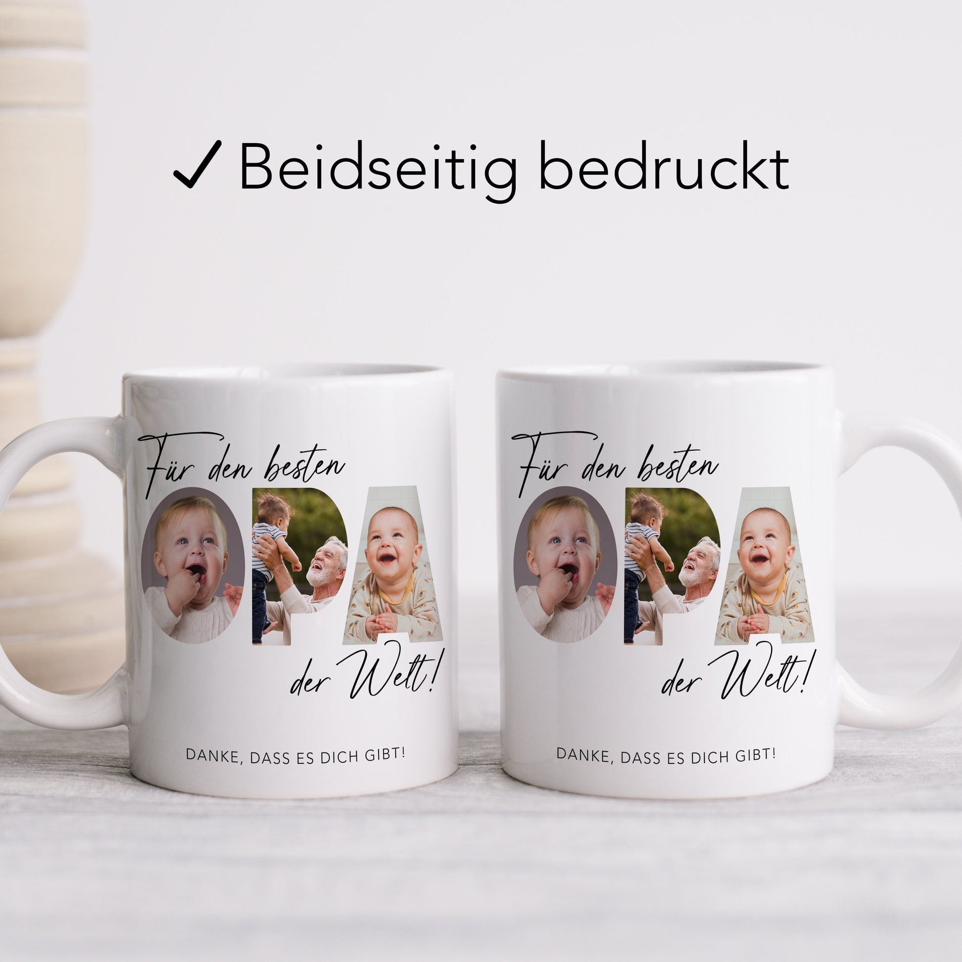 Opa Geschenk Geburtstag Tasse personalisierte Fototasse mit Fotos der Enkelkinder Bester Opa der Welt Großvater