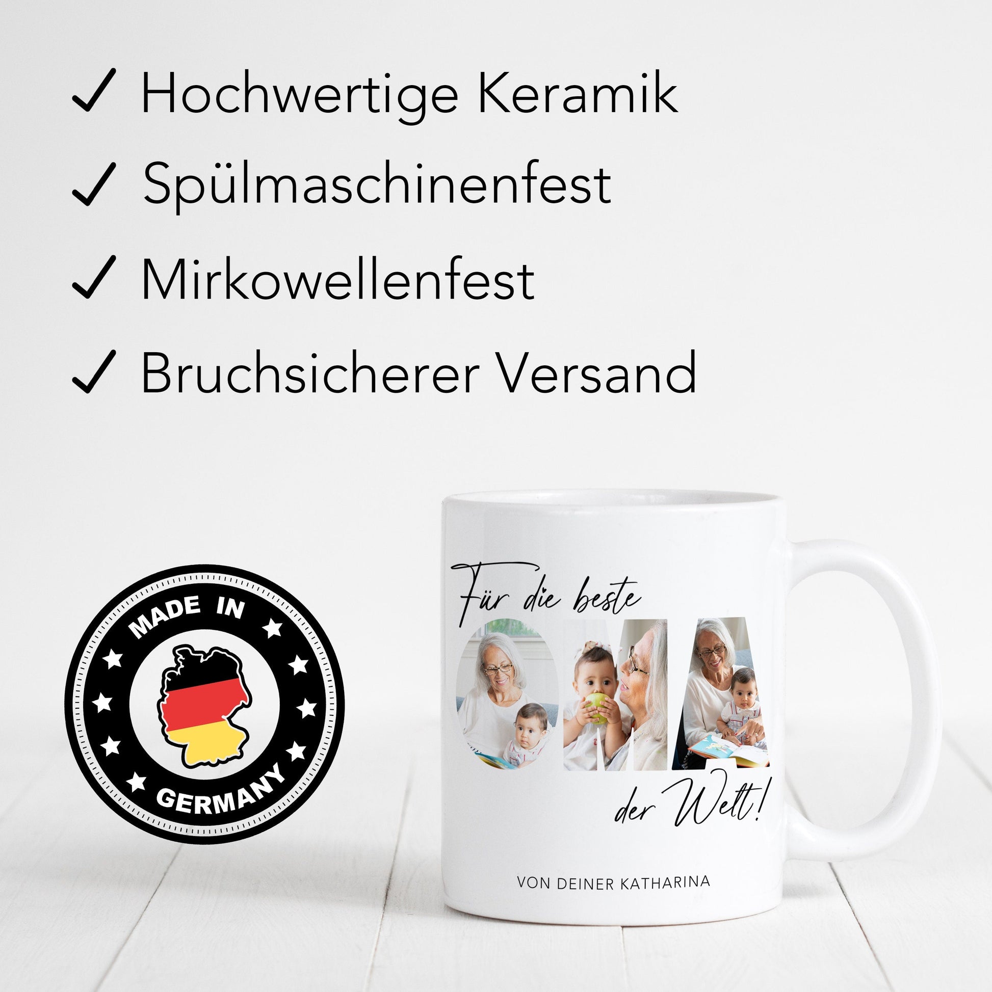 Oma Geschenk Geburtstag Tasse personalisierte Fototasse mit Fotos der Enkelkinder Beste Oma der Welt Großvater