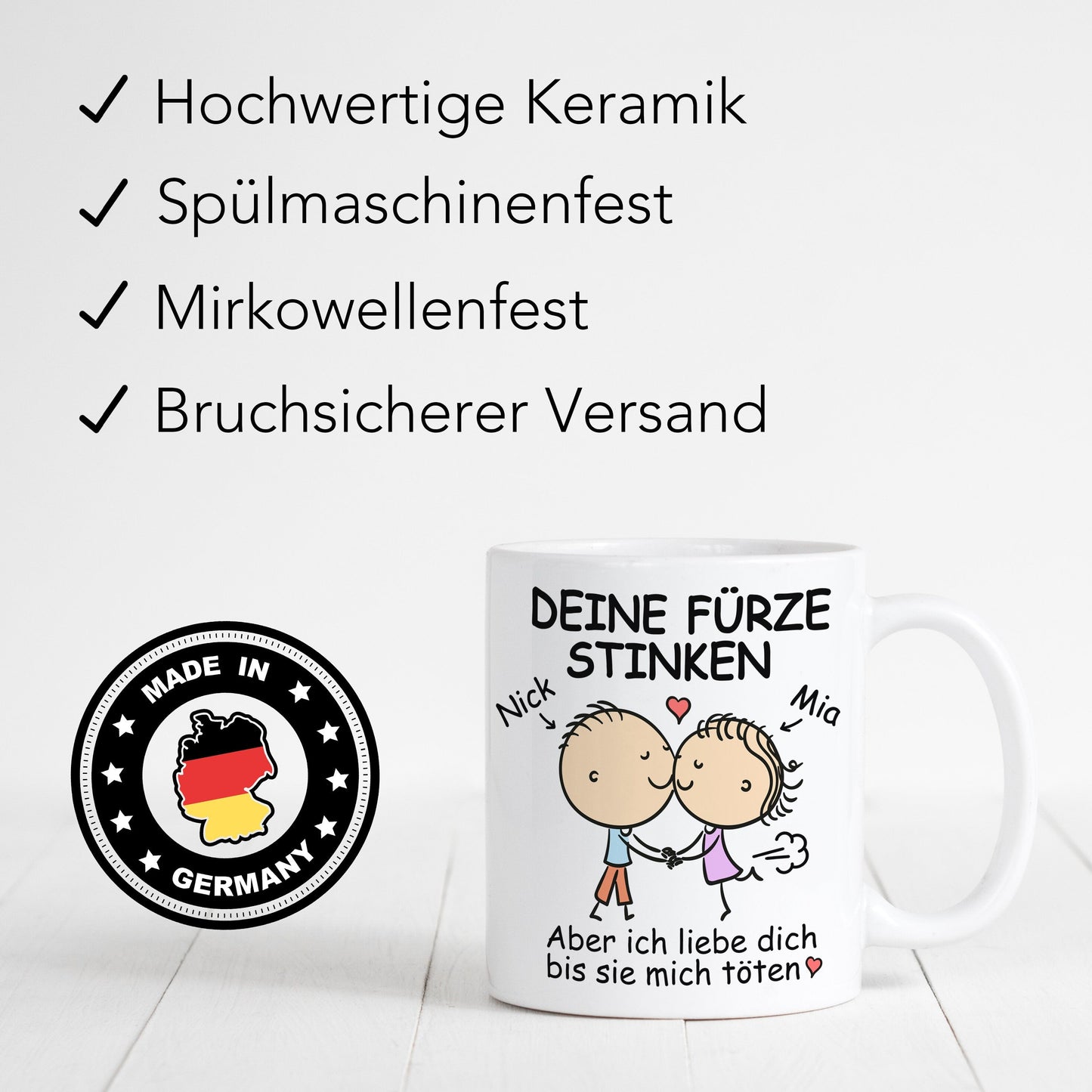 Deine Fürze Stinken Tasse zum Jahrestag Personalisiert Valentinstag Geschenk für Ihn Sie Männer Freund Partner