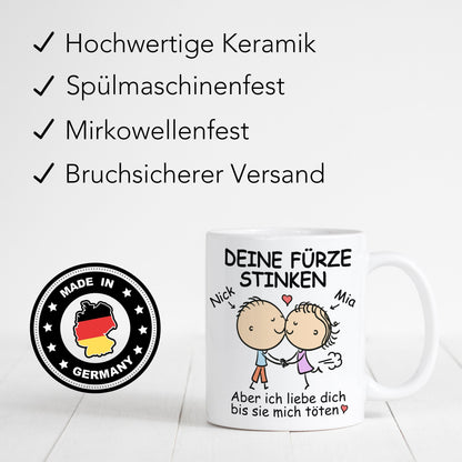 Deine Fürze Stinken Tasse zum Jahrestag Personalisiert Valentinstag Geschenk für Ihn Sie Männer Freund Partner