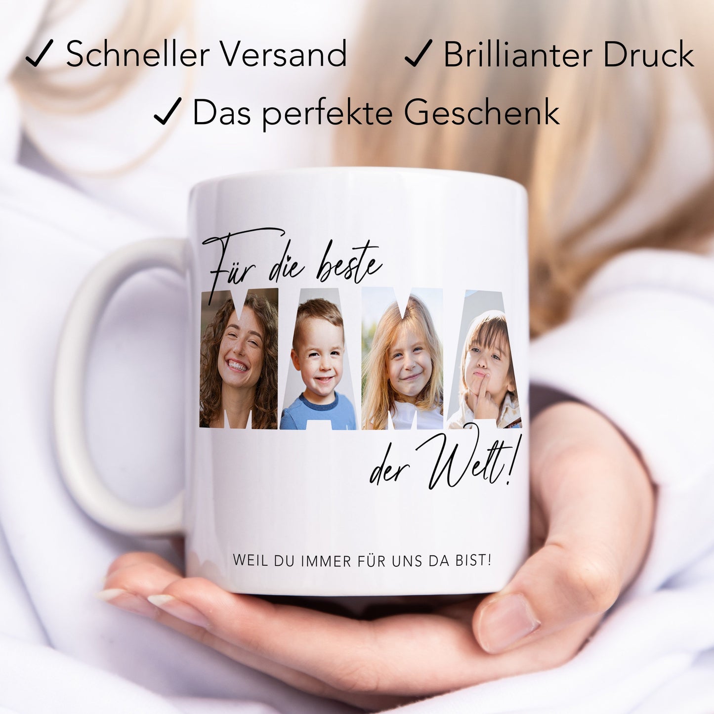 Mama Geschenk zum Geburtstag personalisierte Tasse mit Fotos der Kinder Beste Mama der Welt Muttertagsgeschenk