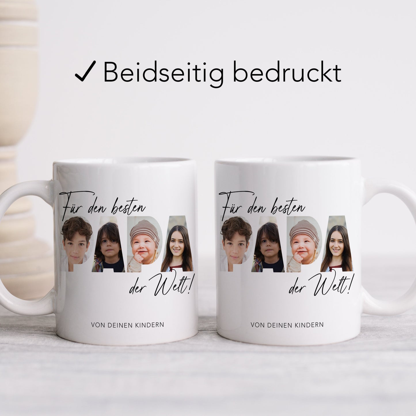 Papa Geschenk zum Geburtstag Fototasse Vater personalisiert Tasse mit Fotos der Kinder Bester Papa der Welt Vatertagsgeschenk