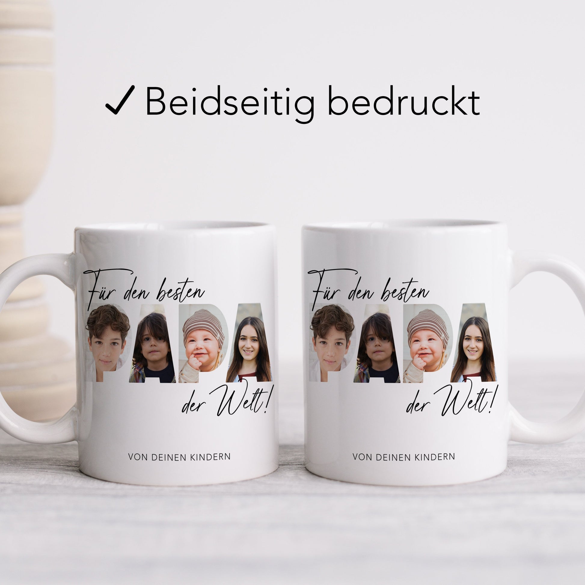 Papa Geschenk zum Geburtstag Fototasse Vater personalisiert Tasse mit Fotos der Kinder Bester Papa der Welt Vatertagsgeschenk