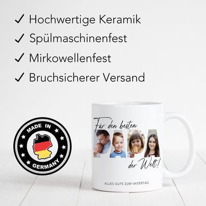 Papa Geschenk zum Geburtstag Fototasse Vater personalisiert Tasse mit Fotos der Kinder Bester Papa der Welt Vatertagsgeschenk