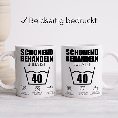Schonend Behandeln 40 Tasse personalisiert 40. Geburtstag Geschenk Mann Frau Geburtstagsgeschenk runder Geburtstag 40 Jahre