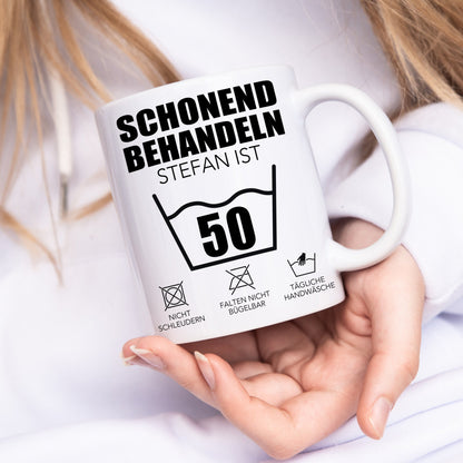 Schonend Behandeln 50 Tasse personalisiert 50. Geburtstag Geschenk Mann Frau Geburtstagsgeschenk runder Geburtstag 50 Jahre