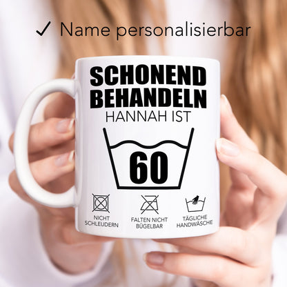 Schonend Behandeln 60 Tasse personalisiert 60. Geburtstag Geschenk Mann Frau Geburtstagsgeschenk runder Geburtstag 60 Jahre
