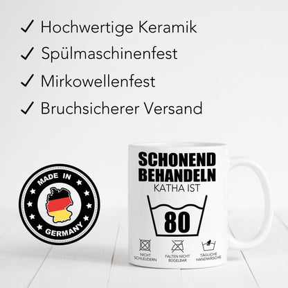 Schonend Behandeln 80 Tasse personalisiert 80. Geburtstag Geschenk Mann Frau Geburtstagsgeschenk runder Geburtstag 80 Jahre