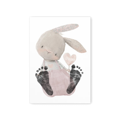 Baby Fußabdruck Bild Hase Altrosa Fußabdrücke Personalisiert Babygeschenk zur Geburt Geschenk Kleinkind Kinderzimmerdeko