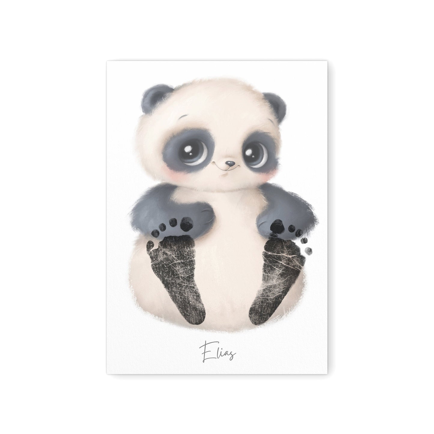 Baby Fußabdruck Bild Panda Fußabdrücke Personalisiert Babygeschenk zur Geburt Geschenk Kleinkind Kinderzimmerdeko (Ohne Farbe)