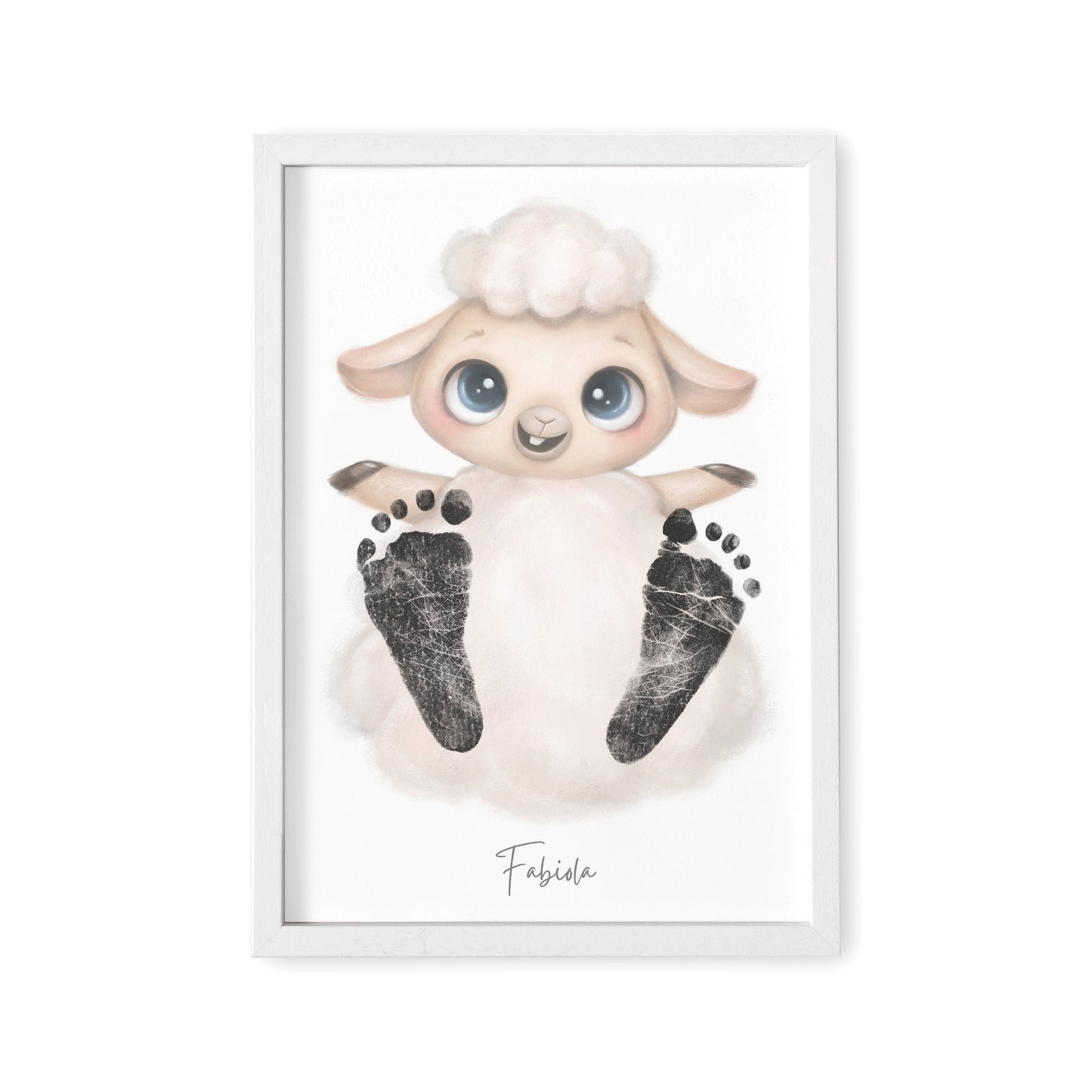 Baby Fußabdruck Bild Schaaf Fußabdrücke Personalisiert Babygeschenk zur Geburt Geschenk Kleinkind Kinderzimmerdeko (Ohne Farbe)