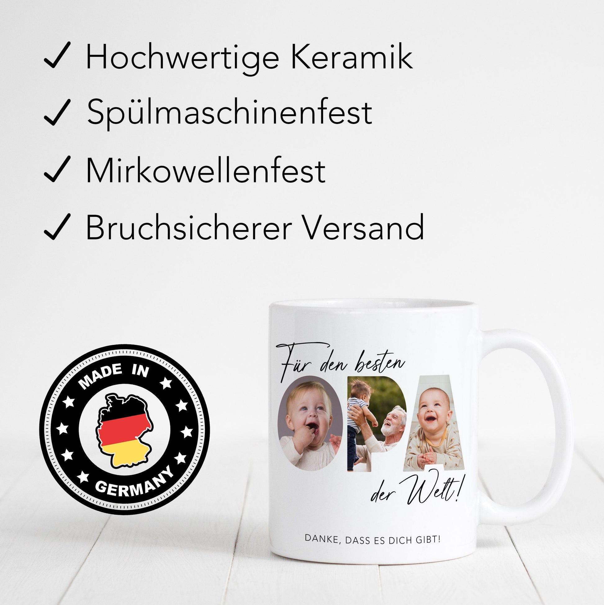 Opa Geschenk Geburtstag Tasse personalisierte Fototasse mit Fotos der Enkelkinder Bester Opa der Welt Großvater
