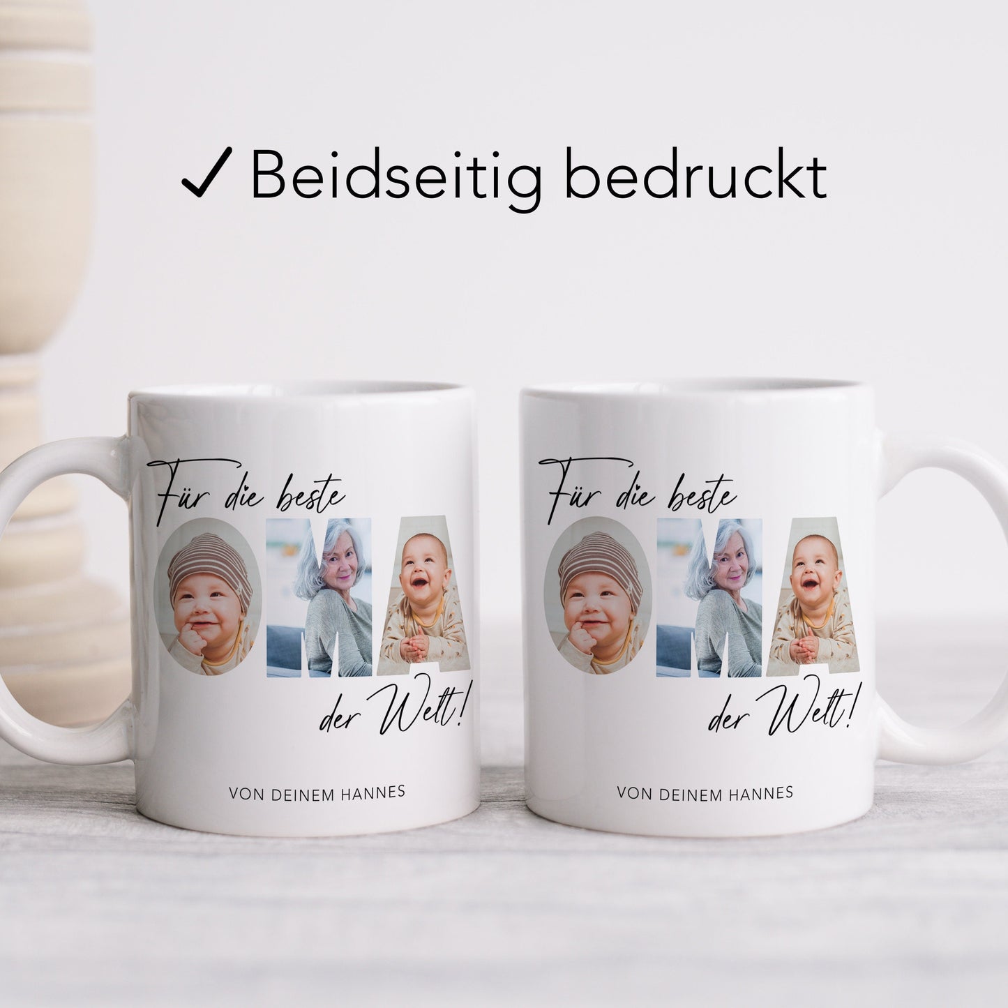 Oma Geschenk Geburtstag Tasse personalisierte Fototasse mit Fotos der Enkelkinder Beste Oma der Welt Großvater