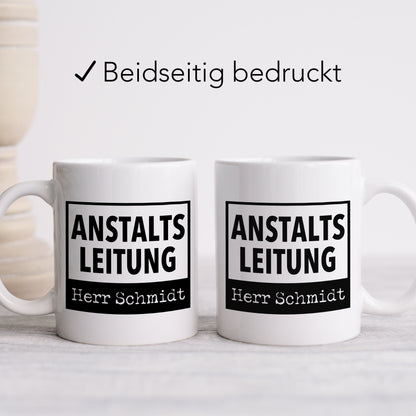 Chef Geschenk "Anstaltsleitung" Tasse Personalisiert für Chefin Abteilungsleiter Lustige Kaffeetasse für Büro Kaffeebecher mit Spruch