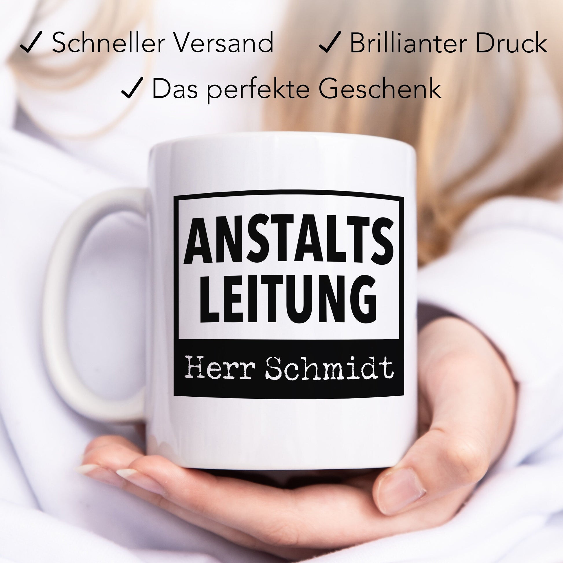 Chef Geschenk "Anstaltsleitung" Tasse Personalisiert für Chefin Abteilungsleiter Lustige Kaffeetasse für Büro Kaffeebecher mit Spruch