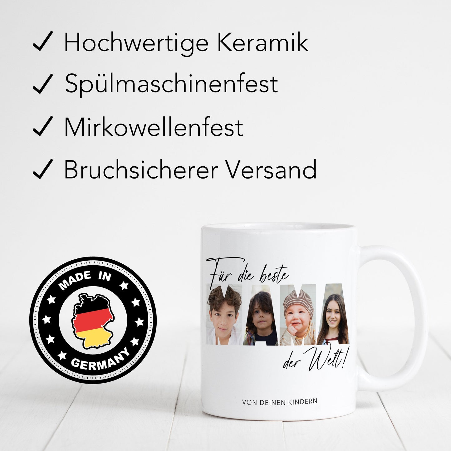 Mama Geschenk zum Geburtstag personalisierte Tasse mit Fotos der Kinder Beste Mama der Welt Muttertagsgeschenk