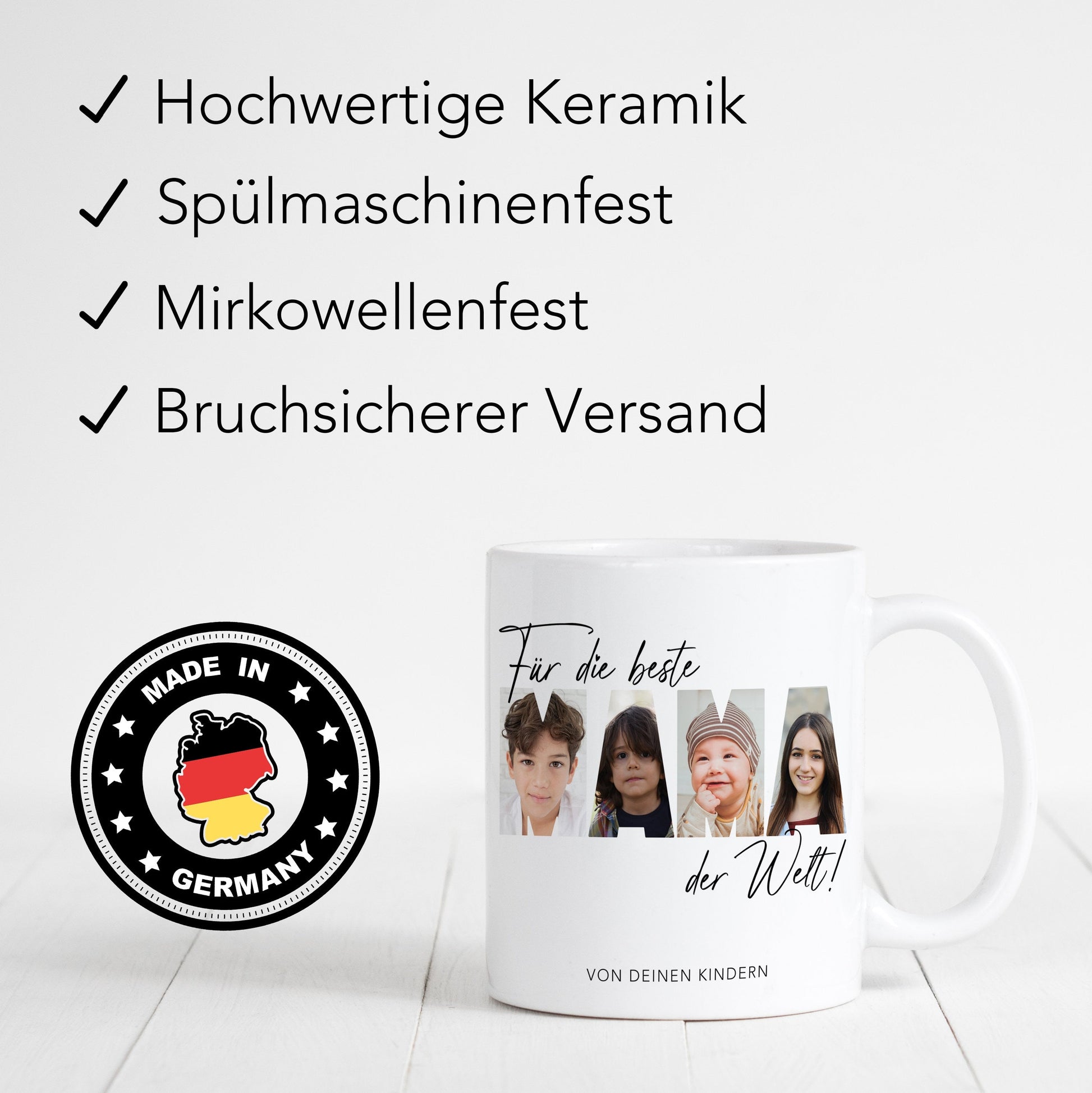 Mama Geschenk zum Geburtstag personalisierte Tasse mit Fotos der Kinder Beste Mama der Welt Muttertagsgeschenk