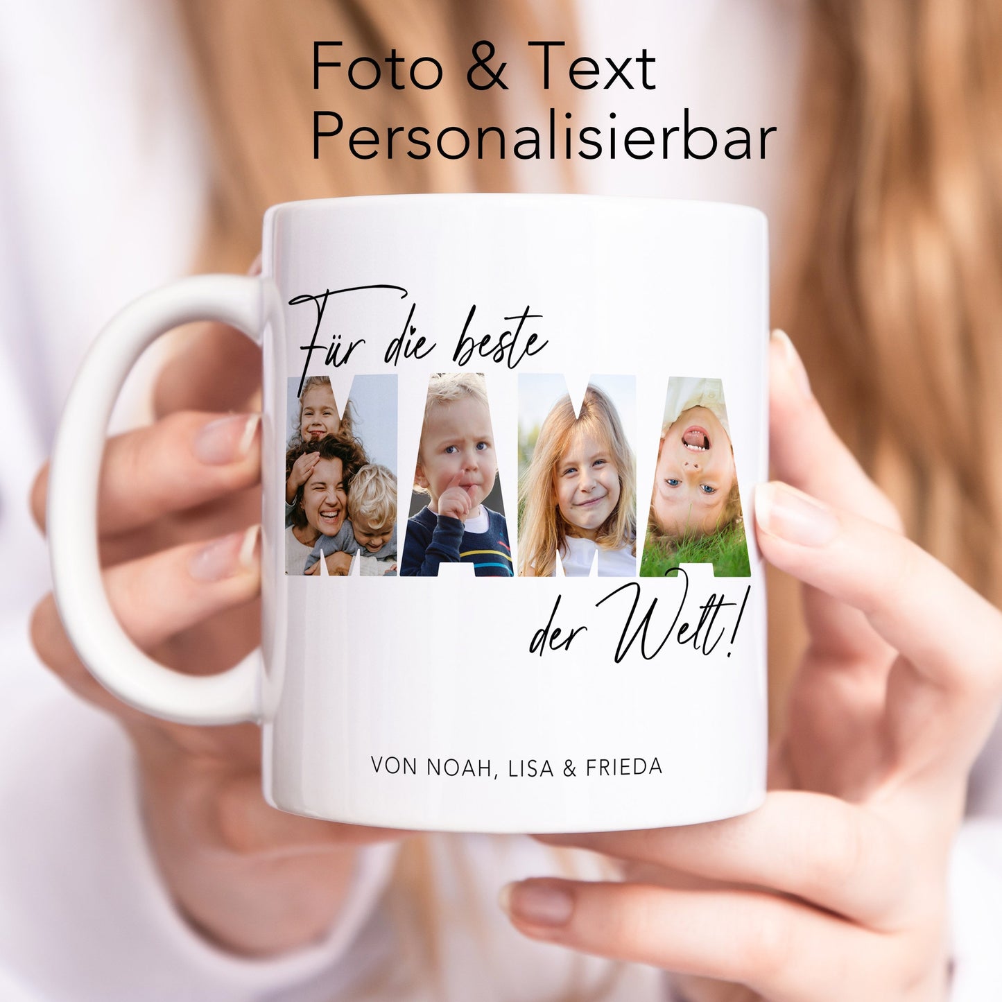 Mama Geschenk zum Geburtstag personalisierte Tasse mit Fotos der Kinder Beste Mama der Welt Muttertagsgeschenk