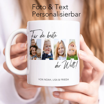 Mama Geschenk zum Geburtstag personalisierte Tasse mit Fotos der Kinder Beste Mama der Welt Muttertagsgeschenk