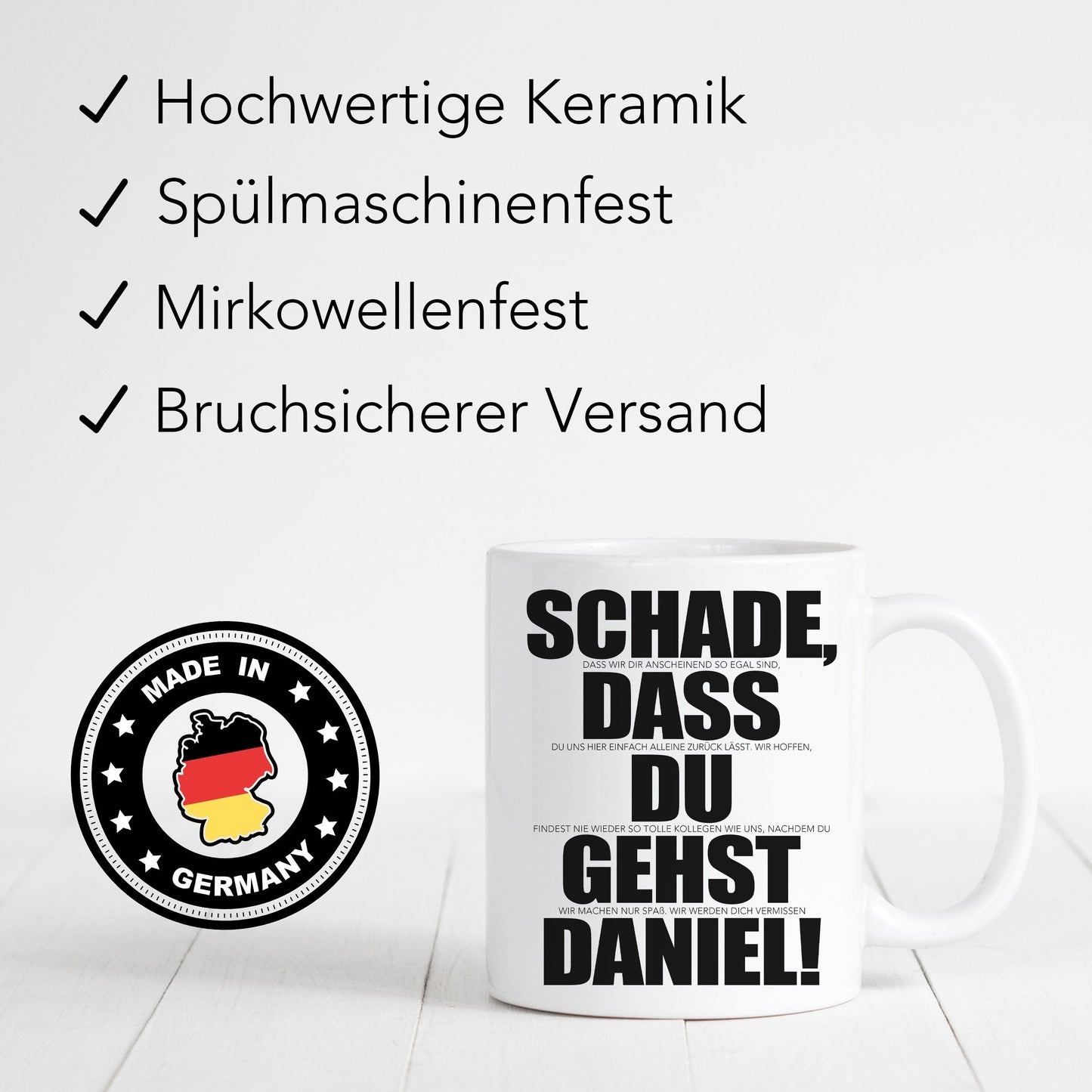 Schade dass du gehst Tasse Personalisiert zum Abschied Kollegin Kollege Jobwechsel Lustiges Abschiedsgeschenk Arbeitskollegin