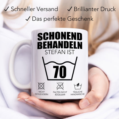 Schonend Behandeln 70 Tasse personalisiert 70. Geburtstag Geschenk Mann Frau Geburtstagsgeschenk runder Geburtstag 70 Jahre