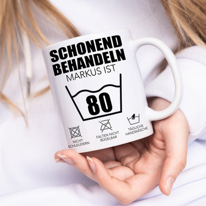 Schonend Behandeln 80 Tasse personalisiert 80. Geburtstag Geschenk Mann Frau Geburtstagsgeschenk runder Geburtstag 80 Jahre