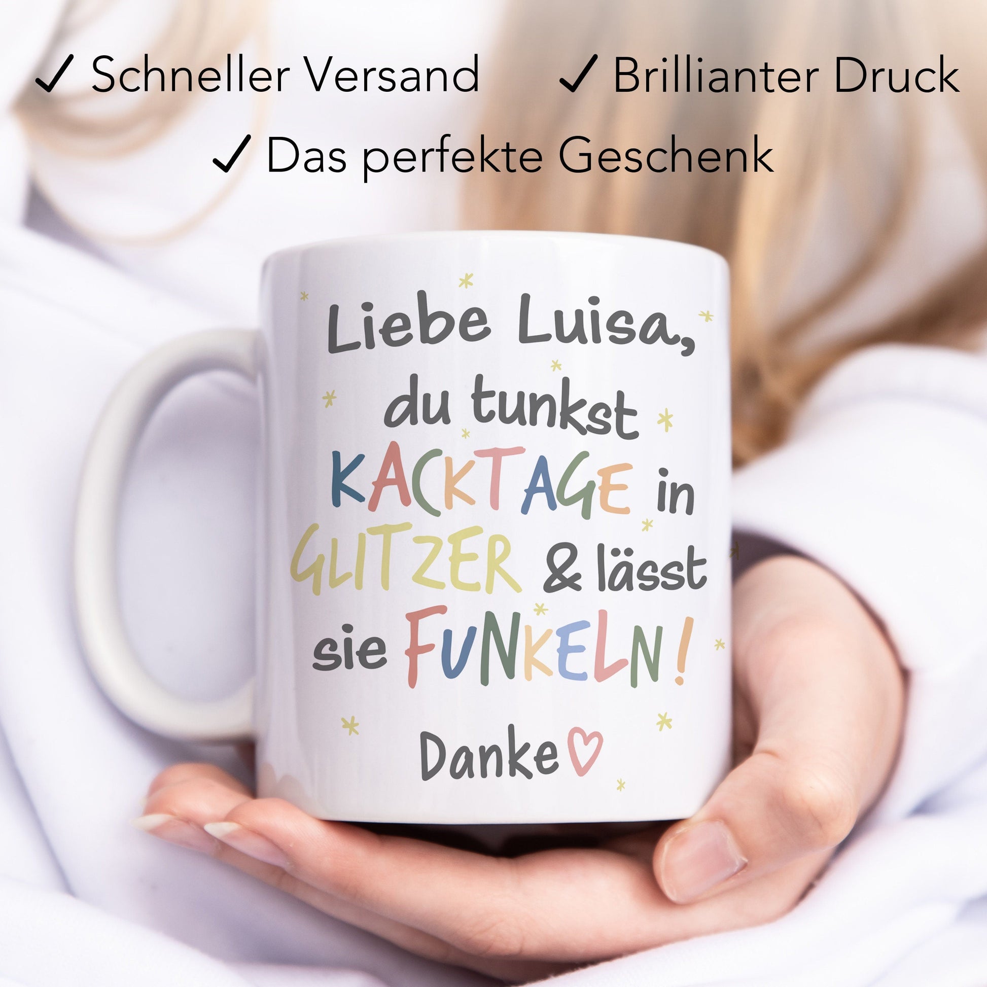 Tasse Beste Freundin Personalisiert für Kollegin "Kacktage in Glitzer tunken und funkeln lassen" Geschenk