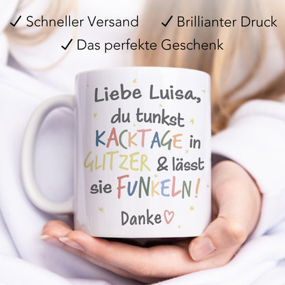 Tasse Beste Freundin Personalisiert für Kollegin "Kacktage in Glitzer tunken und funkeln lassen" Geschenk