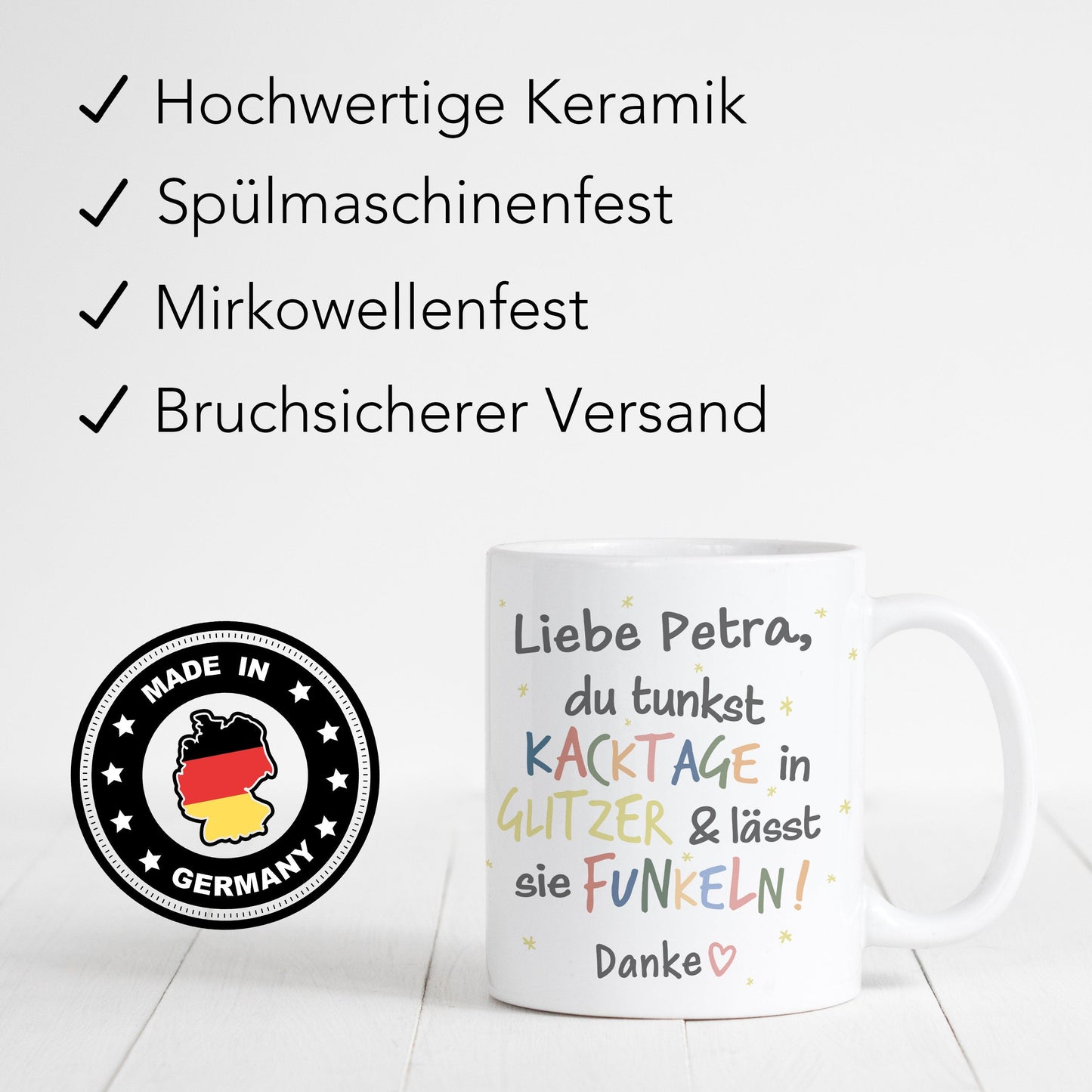 Tasse Beste Freundin Personalisiert für Kollegin "Kacktage in Glitzer tunken und funkeln lassen" Geschenk