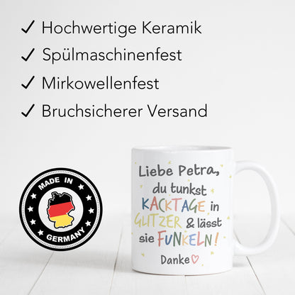 Tasse Beste Freundin Personalisiert für Kollegin "Kacktage in Glitzer tunken und funkeln lassen" Geschenk