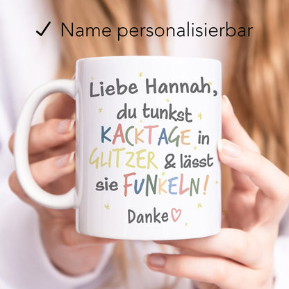 Tasse Beste Freundin Personalisiert für Kollegin "Kacktage in Glitzer tunken und funkeln lassen" Geschenk