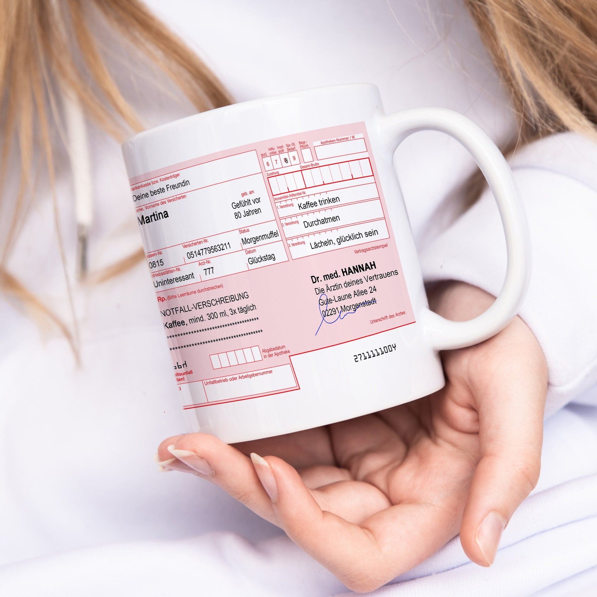 Rezept Tasse für Arbeit Büro personalisiert für Kollegin beste Freundin Lustiger Spruch Kaffeebecher Arzt Arbeitskollegin Geschenk