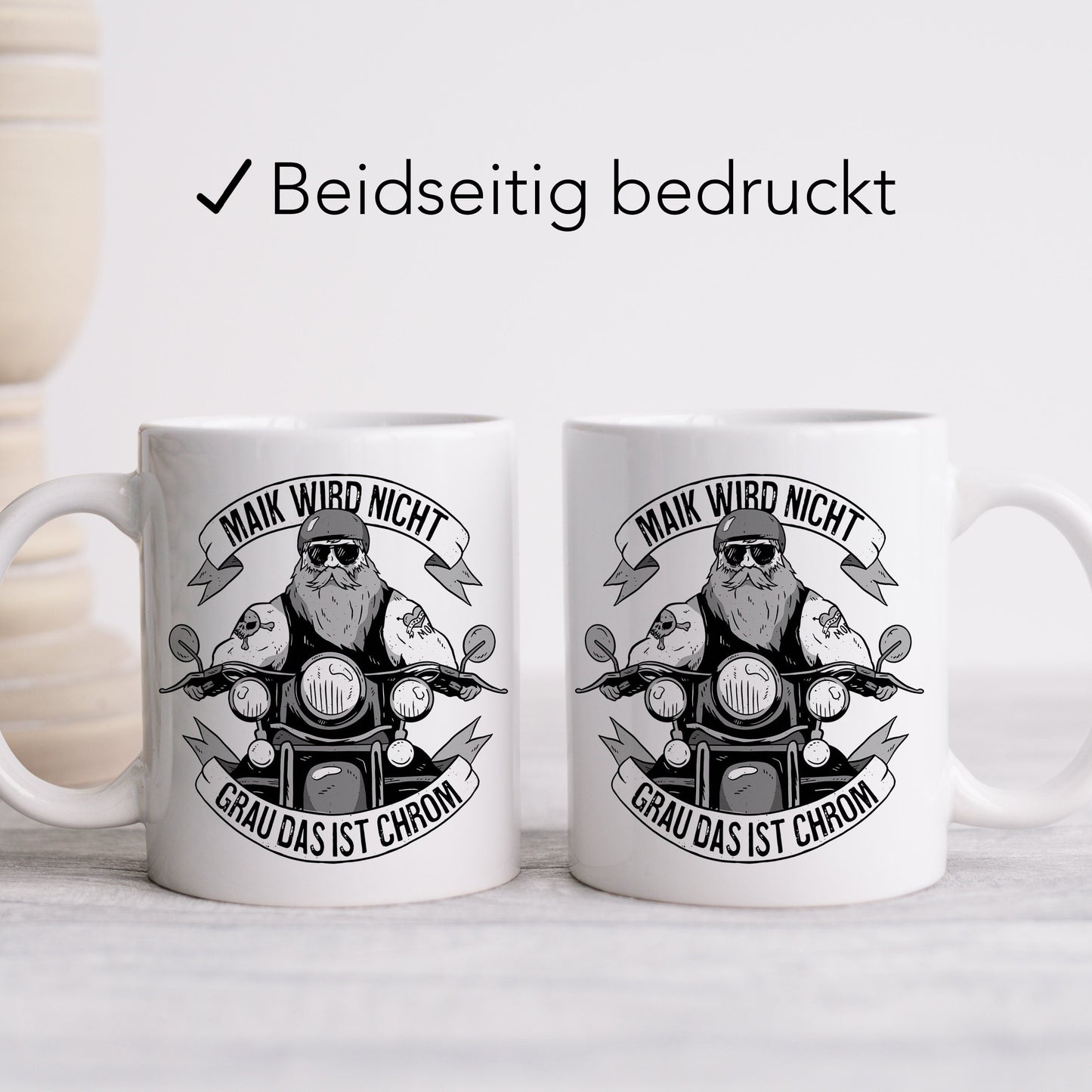 Biker Geschenk Motorradfahrer personalisierte Tasse "Biker werden nicht grau das ist Chrom" Motorrad Kaffeetasse