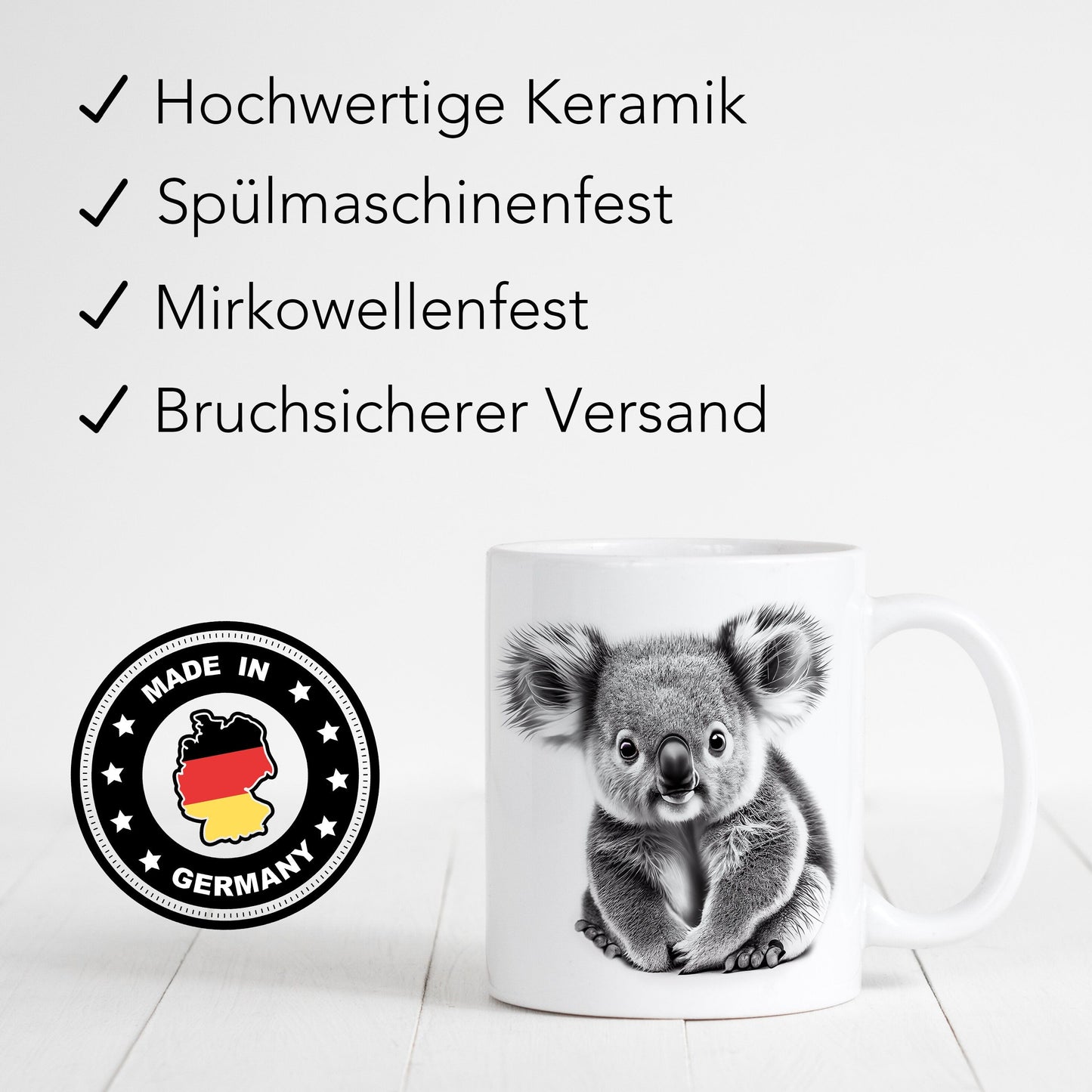 Koala Tasse Geschenk für Freundin Kinder oder Familie Kaffeetasse Kaffeebecher Keramiktasse mit süßem Koala Bär
