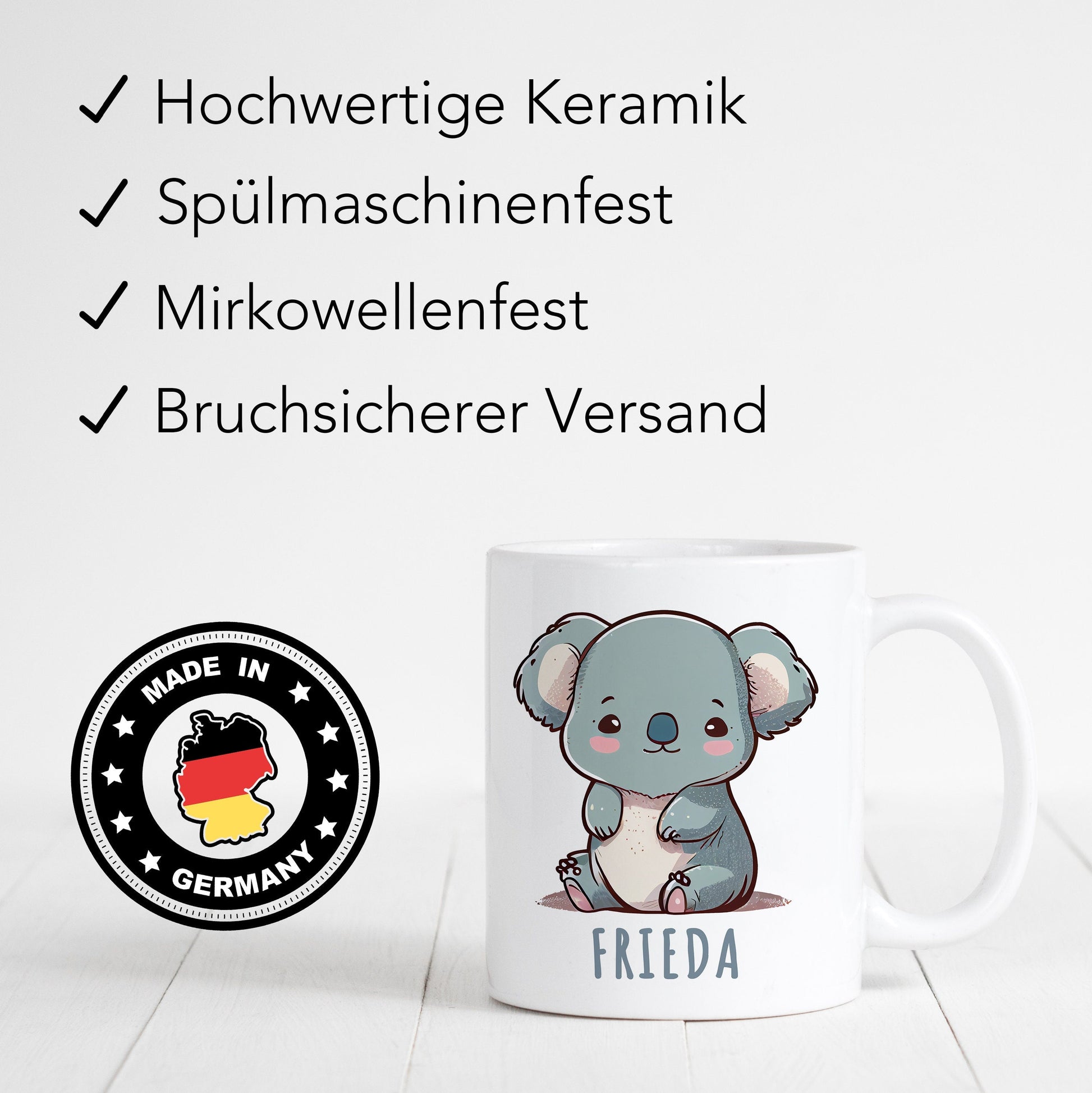 Kindertasse personalisierte Namenstasse aus Keramik mit Koala Baby Namensgeschenk für Kinder Geschenk