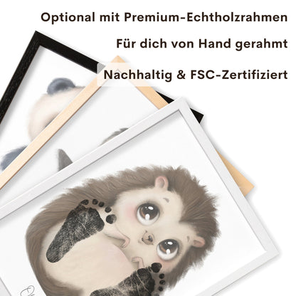Baby Fußabdruck Bild Panda Fußabdrücke Personalisiert Babygeschenk zur Geburt Geschenk Kleinkind Kinderzimmerdeko (Ohne Farbe)