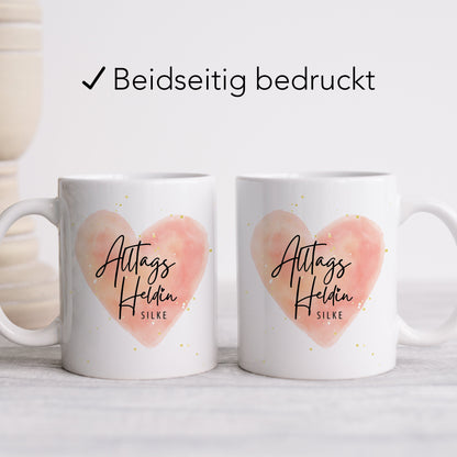 Tasse Alltagsheldin personalisiert mit Herz Dankeschön für Lieblingskollegin Krankenschwester Erzieherin Geschenk