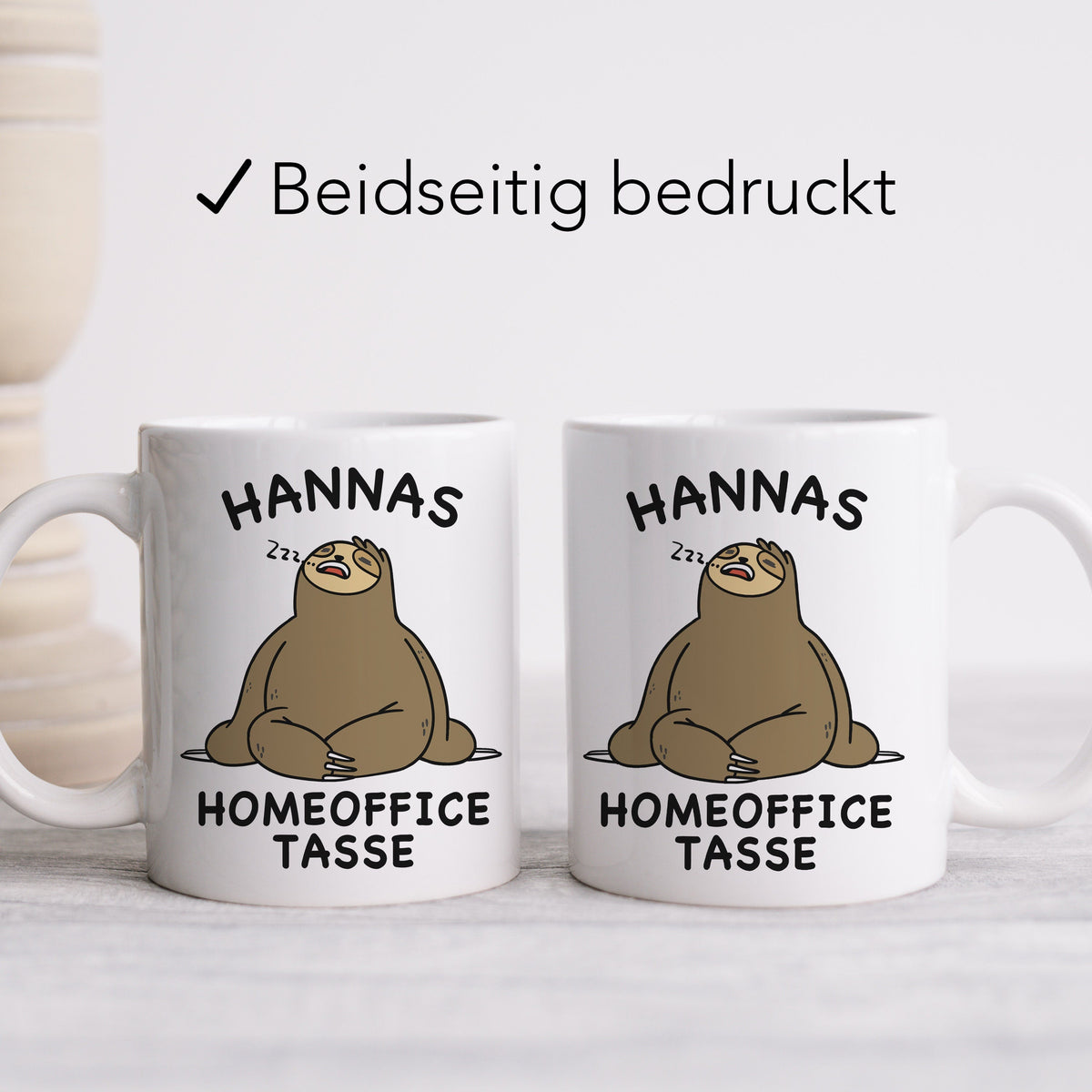 Homeoffice Geschenk Tasse personalisiert mit Faultier lustige Kaffeetasse für Arbeit Büro Geschenkidee Kollegin – DEL MÀ